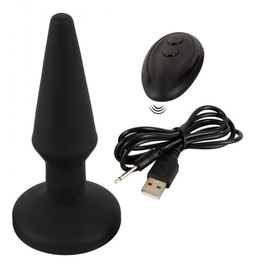 RC nafukovací vibračný análny kolík s diaľkovým ovládaním (14,5 cm)