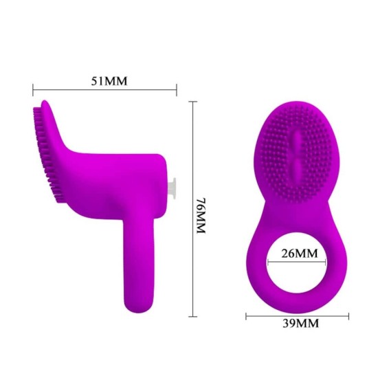 Vibračný návlek na penis s hlavicou na stimuláciu klitorisu Pretty Love Cobra Purple