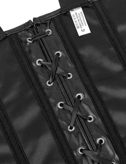 12 Pieces Plastic Bone Black Sexy Faux Leather Square Buckles Corset XL