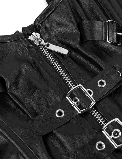 12 Pieces Plastic Bone Black Sexy Faux Leather Square Buckles Corset XL