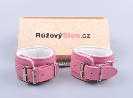 Kožené putá na ruky Ružový Slon
