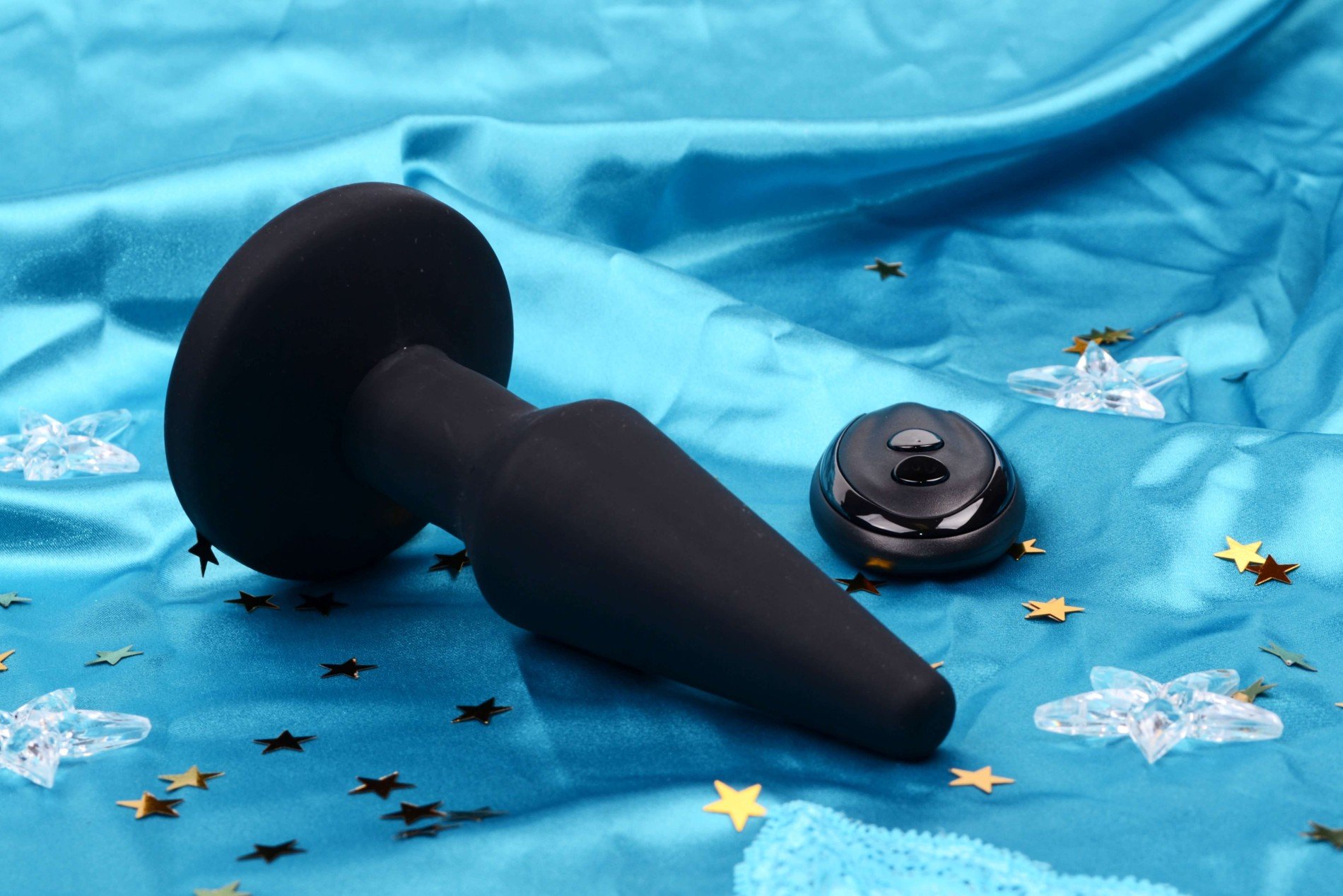 RC nafukovací vibračný análny kolík s diaľkovým ovládaním (14,5 cm)