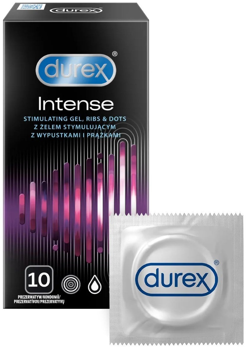 Durex Intense Orgasmic – vrúbkované kondómy (10 ks)