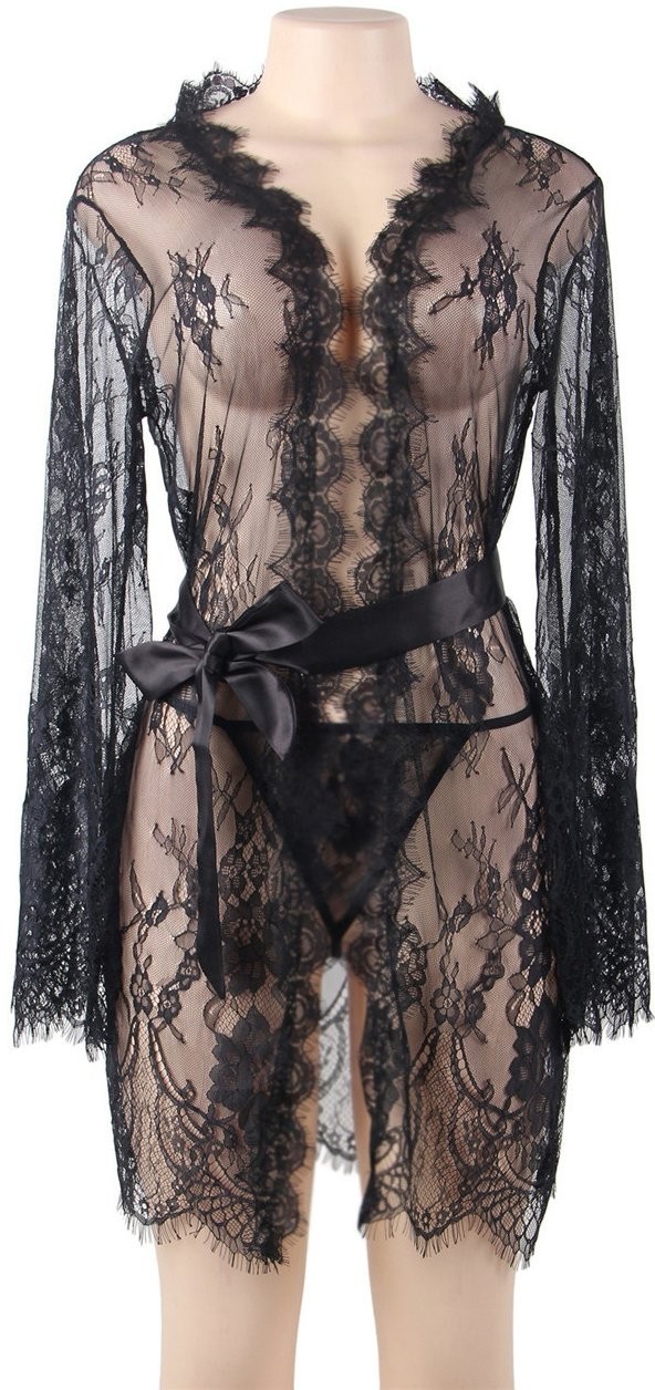 Plus size čipkovaný župan Veronica