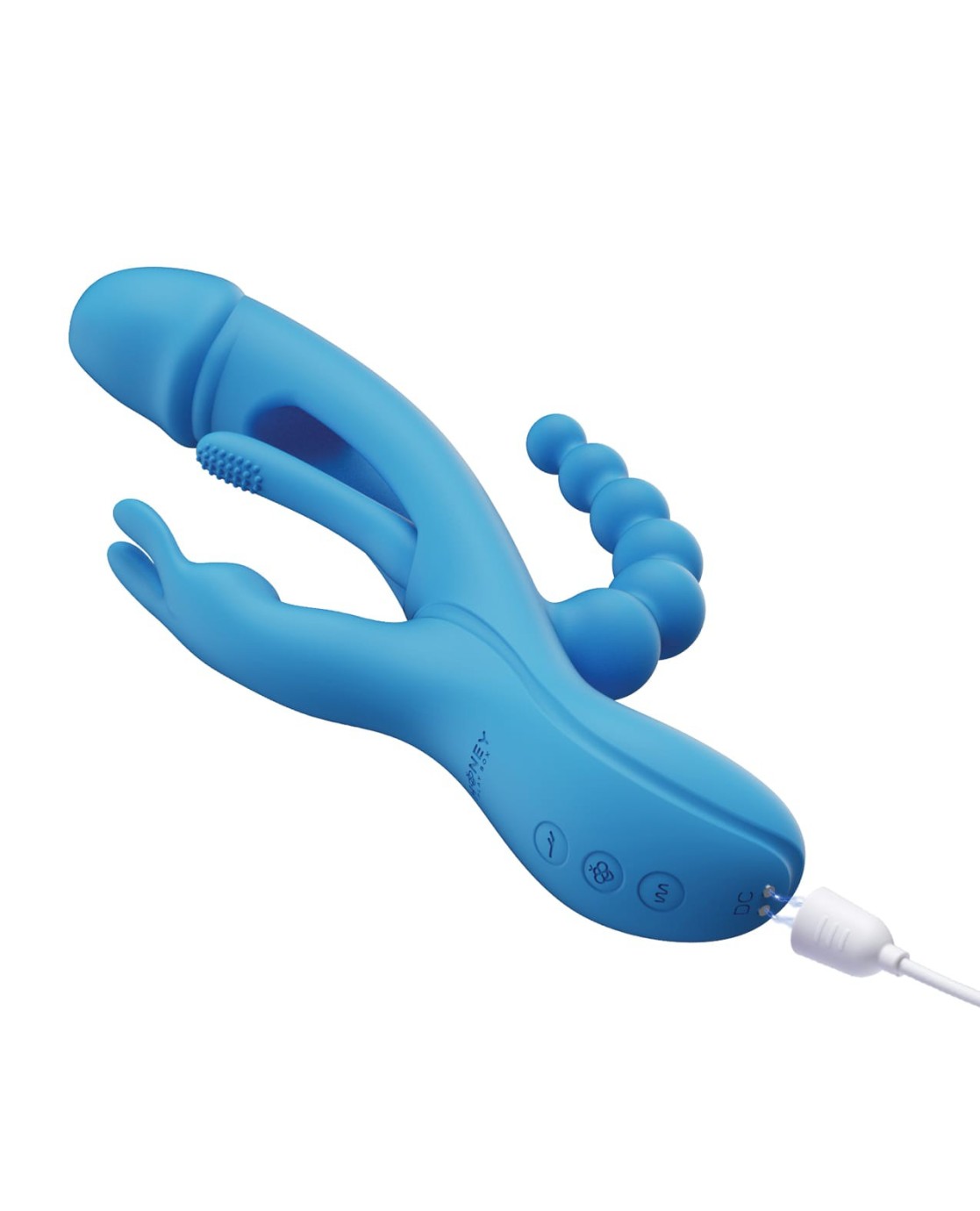TRILUX Kinky Finger Rabbit Vibrator with Anal Beads Blue