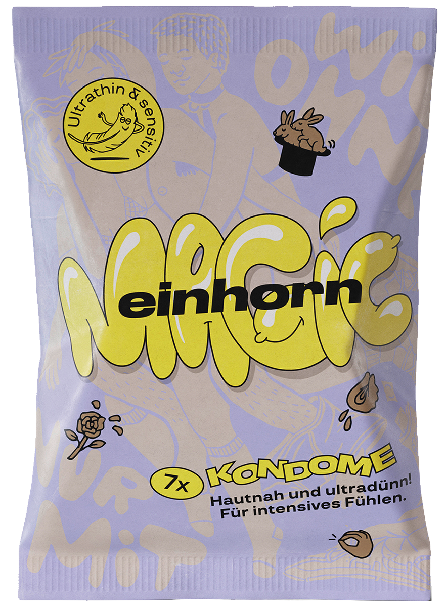Einhorn Condoms: MAGIC, thin vegan condoms in the chips bag
