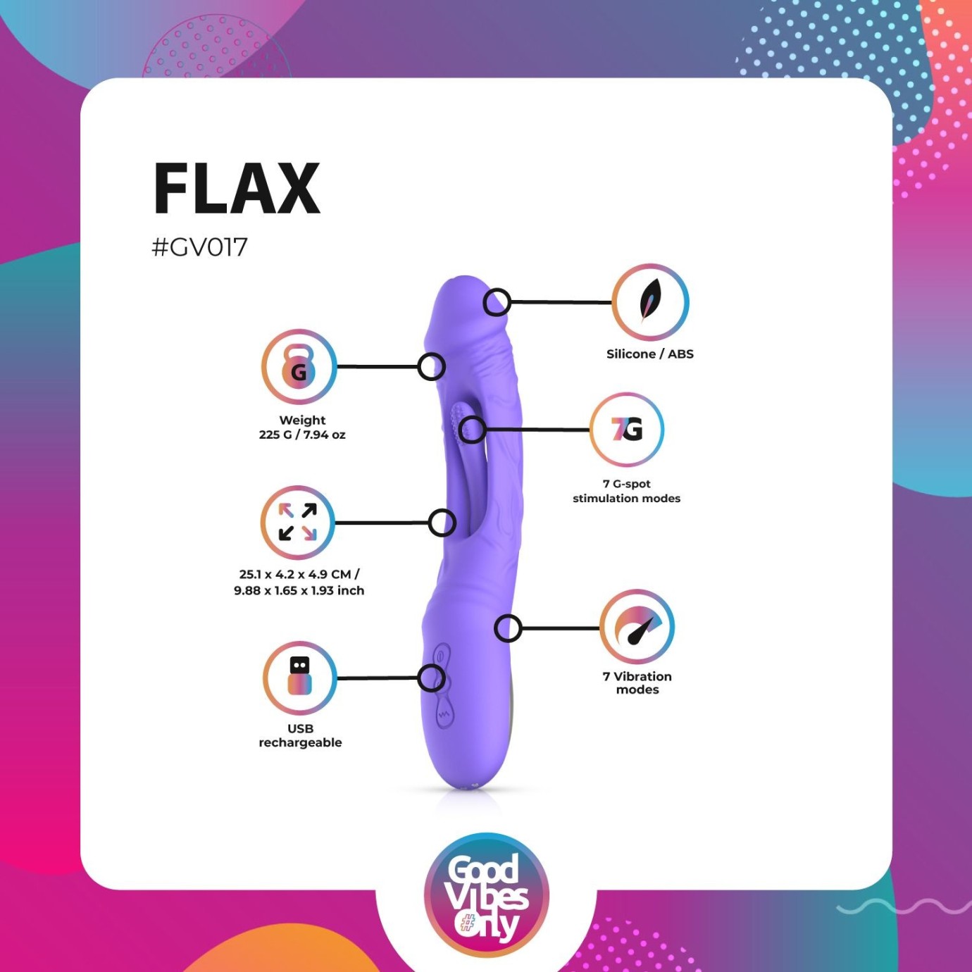 GOOD VIBES ONLY - Flax Vibrační dildo s G-bod stimulátorom