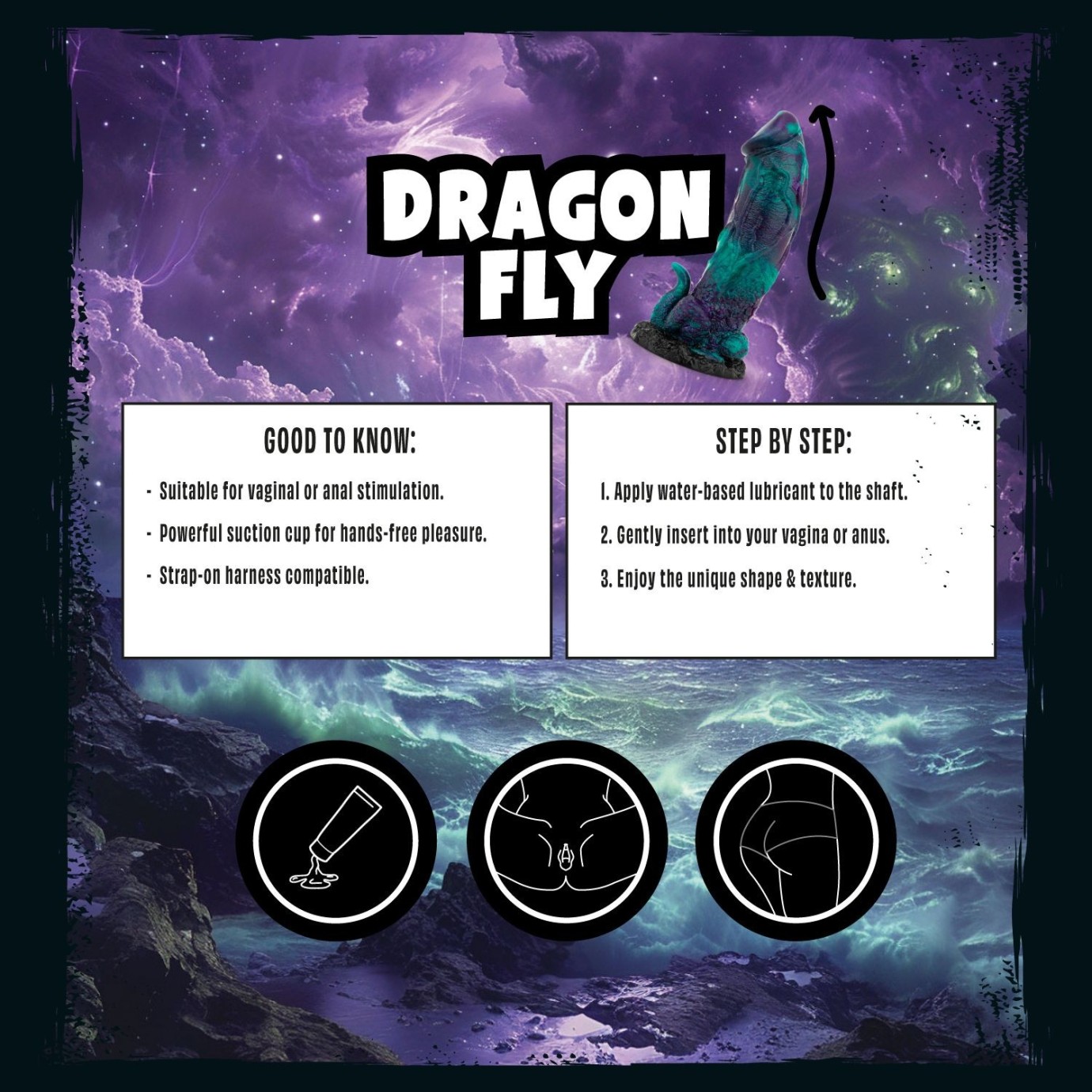 MYTHICAL MATES - Dragonfly Dildo Fialovo-zelený