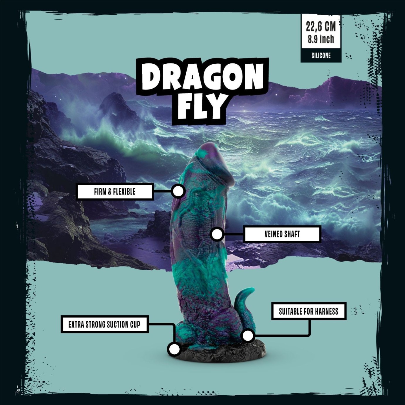 MYTHICAL MATES - Dragonfly Dildo Fialovo-zelený