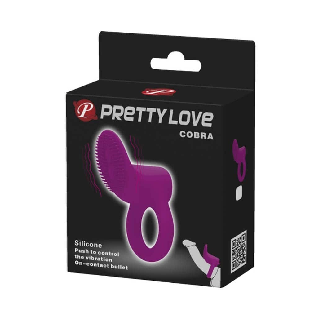 Vibračný návlek na penis s hlavicou na stimuláciu klitorisu Pretty Love Cobra Purple
