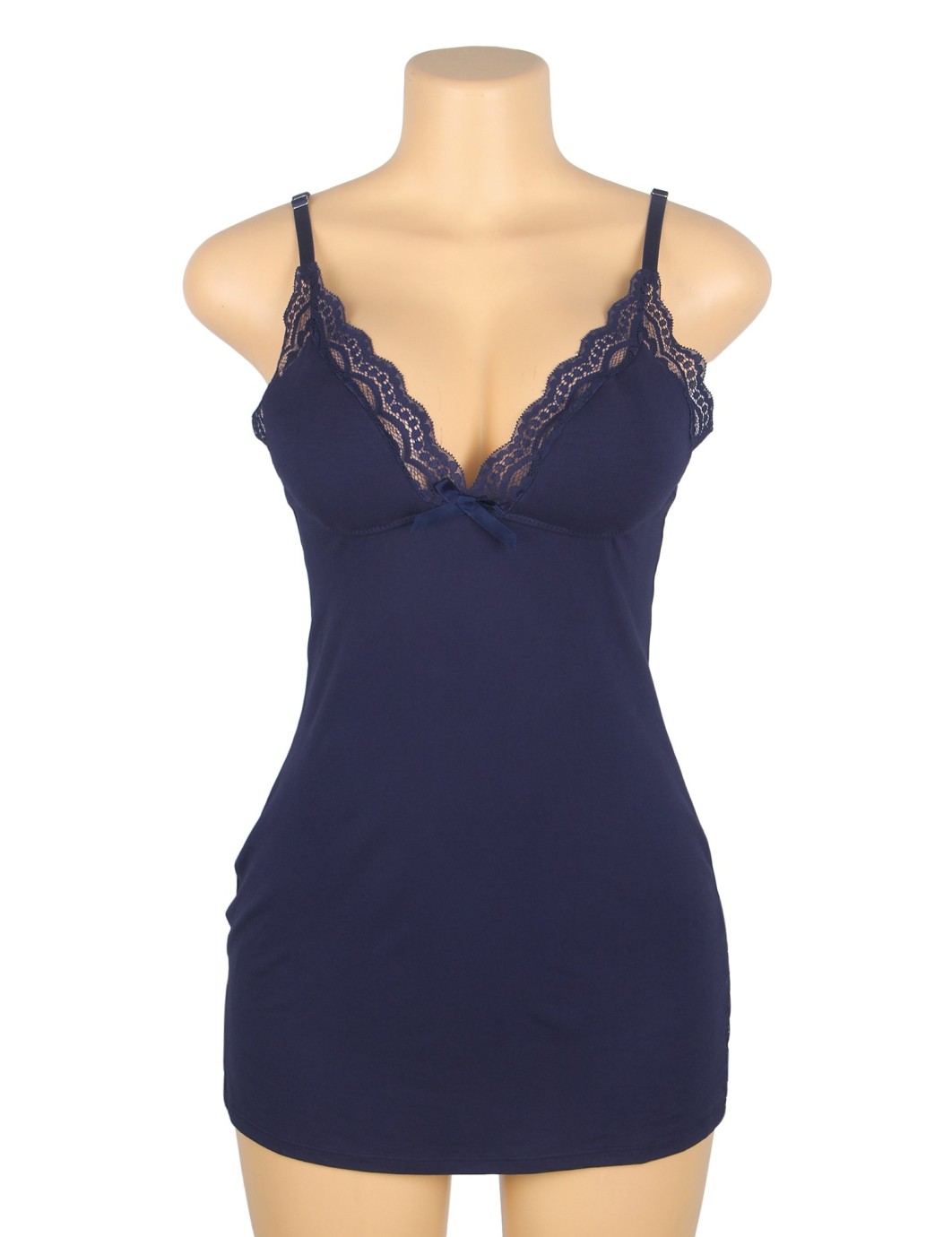 Blue Sexy Modal Lace Bow Suspender Nightdress