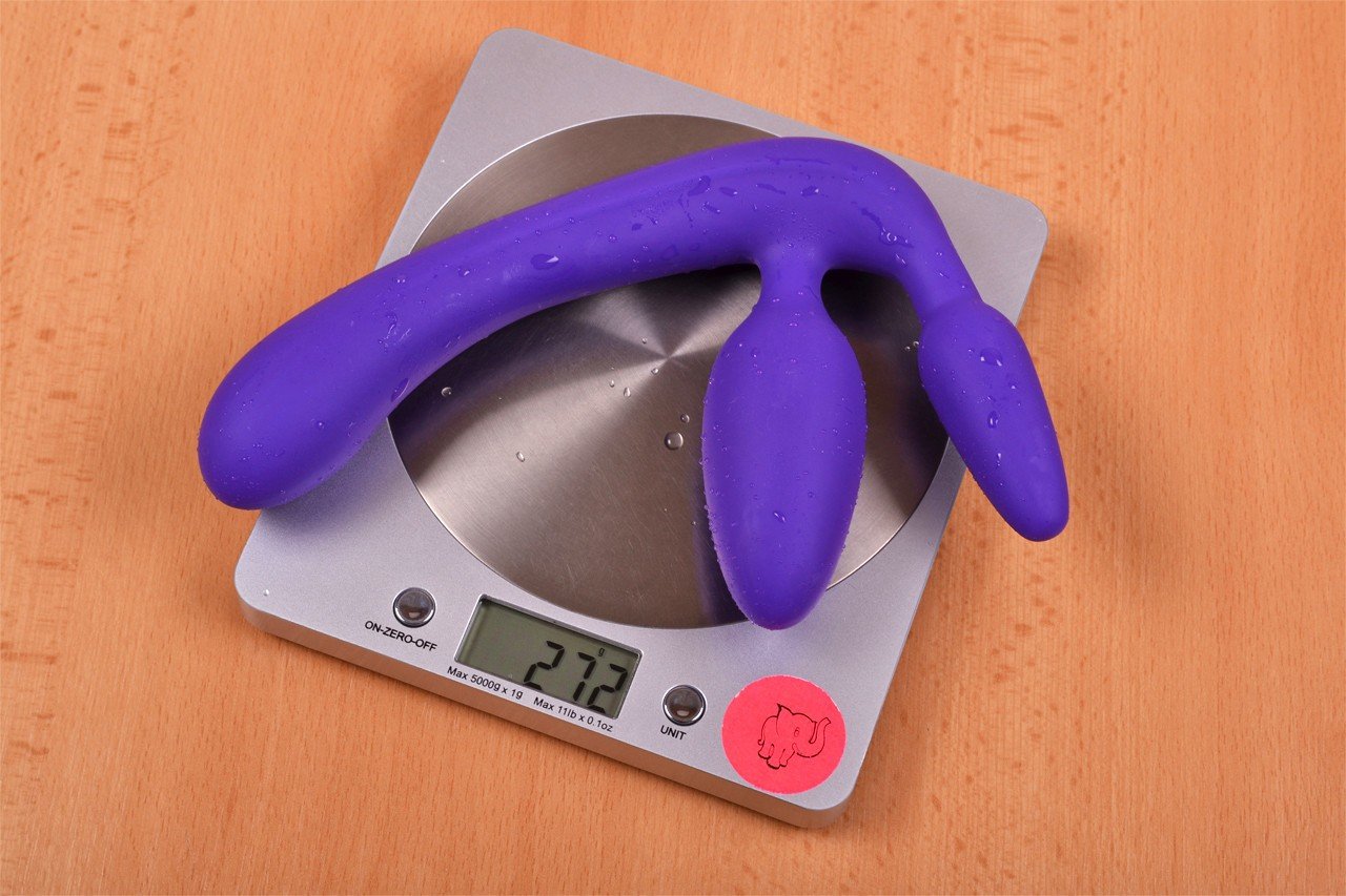 Partnerské dildo Strapless Triple Game (20 cm), váha