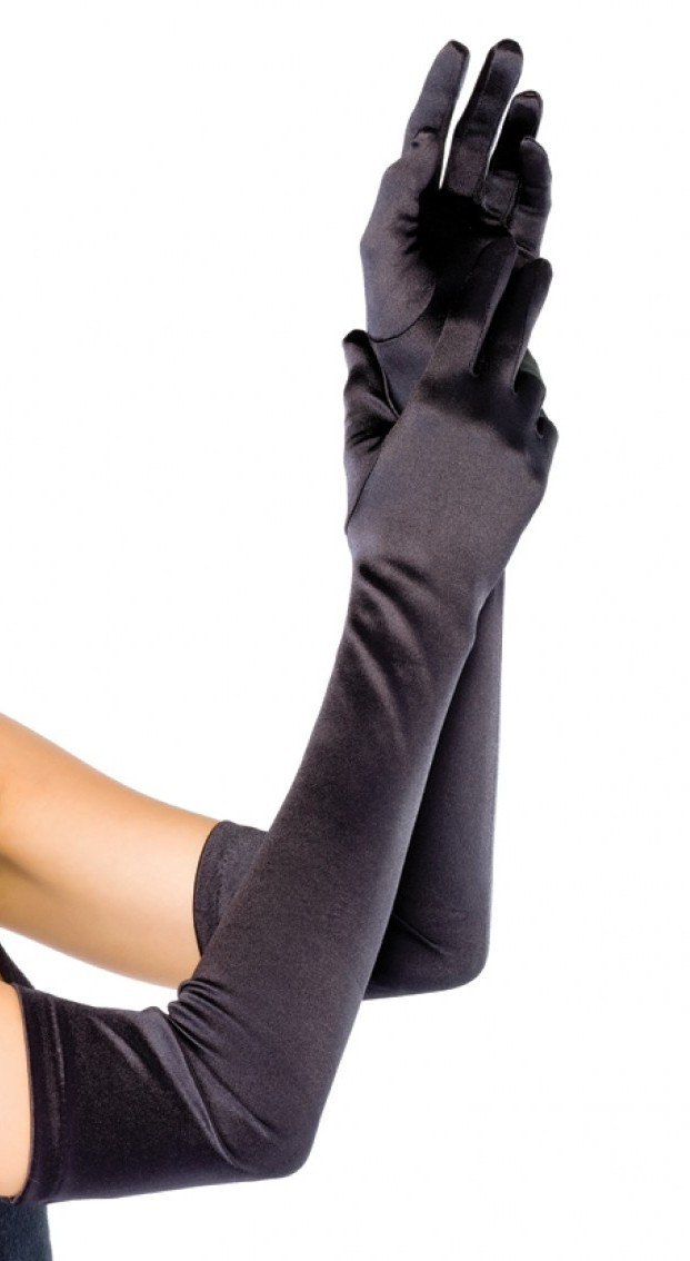 Saténové rukavice Fingerprint, čierne