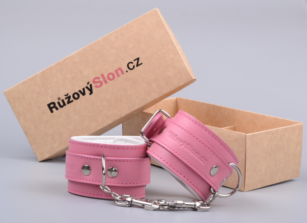 Kožené putá na ruky Ružový Slon