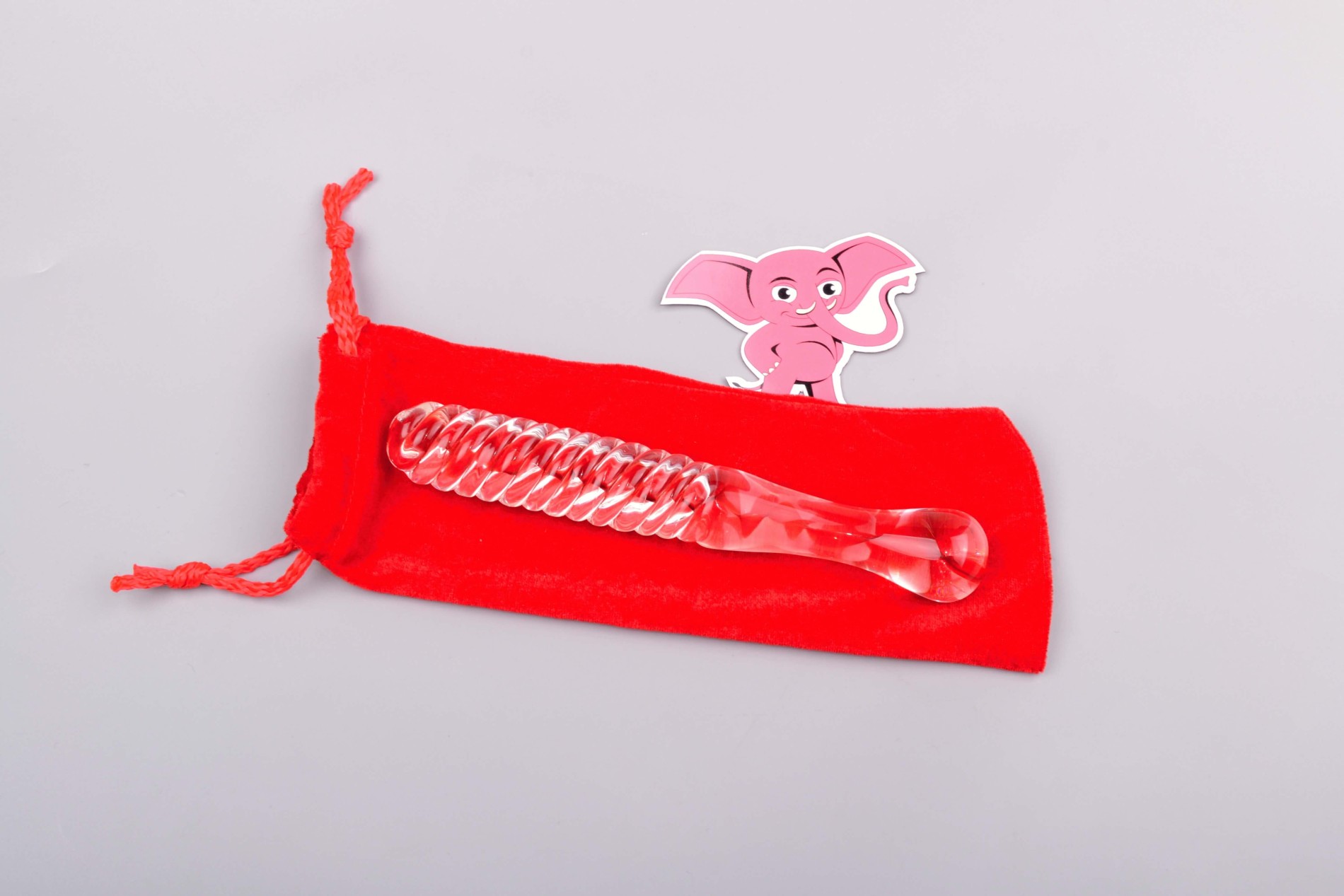 Sklenené dildo Swirl Up (22 cm) + semišové vrecúško