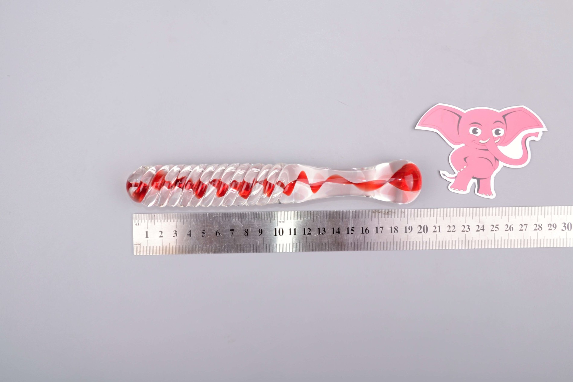 Sklenené dildo Swirl Up (22 cm) + semišové vrecúško, rozmery