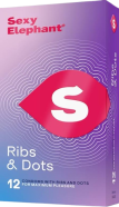 Sexy Elephant – vrúbkované kondómy Ribs & Dots (12 ks)