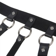 Wild black leather chest punk bondage belt with chain