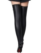 Black Sexy PU Leather Stockings With Black  Cross Straps