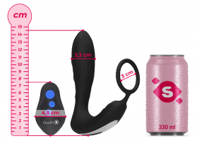 Análny kolík pre elektrosex Load of Pleasure s erekčným krúžkom a diaľkovým ovládaním (14,5 cm)