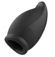 Ramrod Heating Squeezable Vibrating Stroker Black nahrievací stláčateľný masturbátor (15,5 cm)