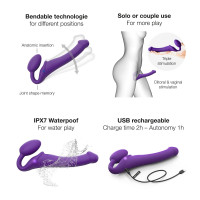 Vibračný pripínací penis Strap On M Violet s diaľkovým ovládaním (24,2 cm)