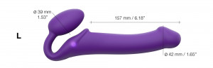 Vibračný pripínací penis Strap On M Violet s diaľkovým ovládaním (24,2 cm)