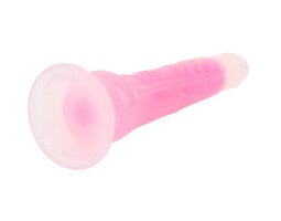 Svietiace dildo s prísavkou Pinky Glow (21,5 cm)