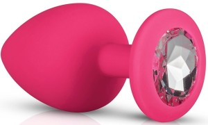 EASYTOYS ANAL COLLECTION Silikónový análny kolík s diamantom - Ružový