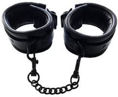 ROUGE Leather Padded Ankle Cuffs Black with Black Accessories