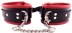 ROUGE Leather Padded Wrist Cuffs Black and Red