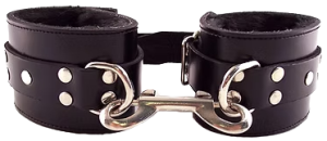 ROUGE Leather Wrist Cuffs With Faux Fur Lining Black on Black