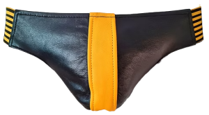 ROUGE Leather Jocks with Stripe Black/Yellow