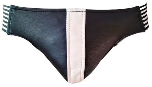 ROUGE Leather Jocks with Stripe Black/White