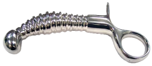 ROUGE Stainless Steel Anal Ribbed with Handle Plug