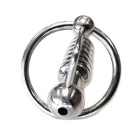 ROUGE Stainless Steel Hollow Beaded Probe & Cock Ring (1cm thick)