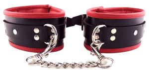 ROUGE Leather Padded Wrist Cuffs Black and Red
