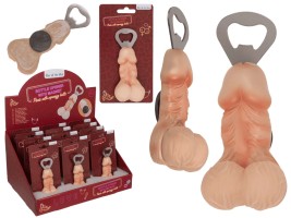 Otvárač na fľaše penis s magnetom a mäkkými antistresovými semenníkmi