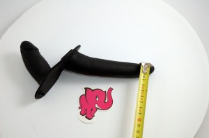 Pripínací penis Double Black - rozmery