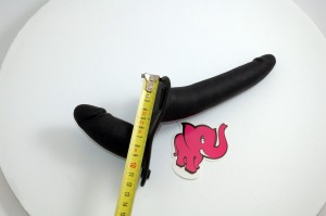 Pripínací penis Double Black - rozmery