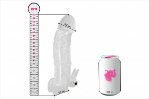 Návlek na penis Vibro Man - rozmery v porovnaní s plechovkou