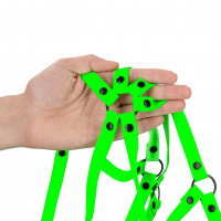 Dámsky zeleno-čierny svietiaci harness Glow Bondage
