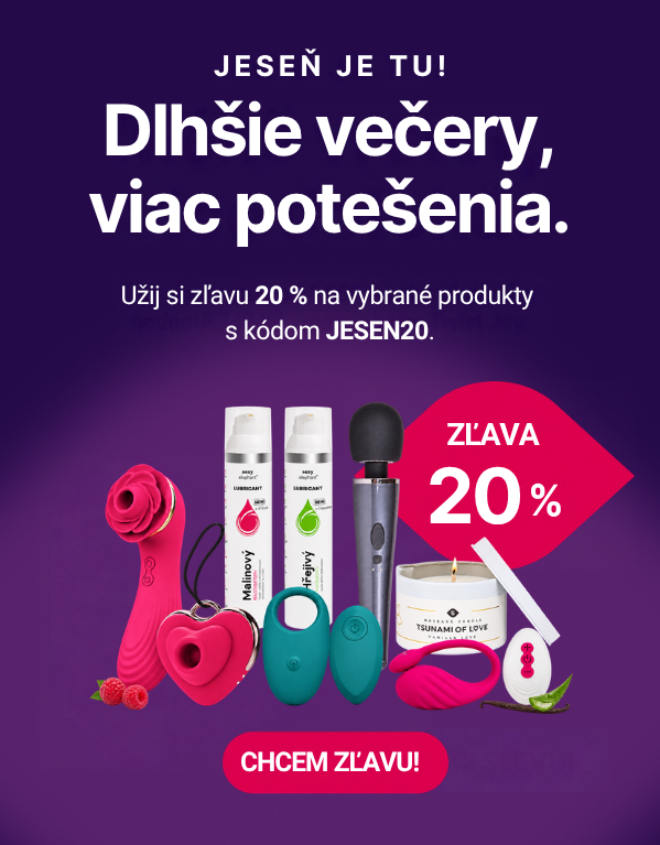 Uži si dlhé večery s hračkami. Využi zľavu 20 % s kódom JESEN20 a zapáľ iskru vášne. Akcia platí do 31. 10. 2026 na Ružovom slonovi.
